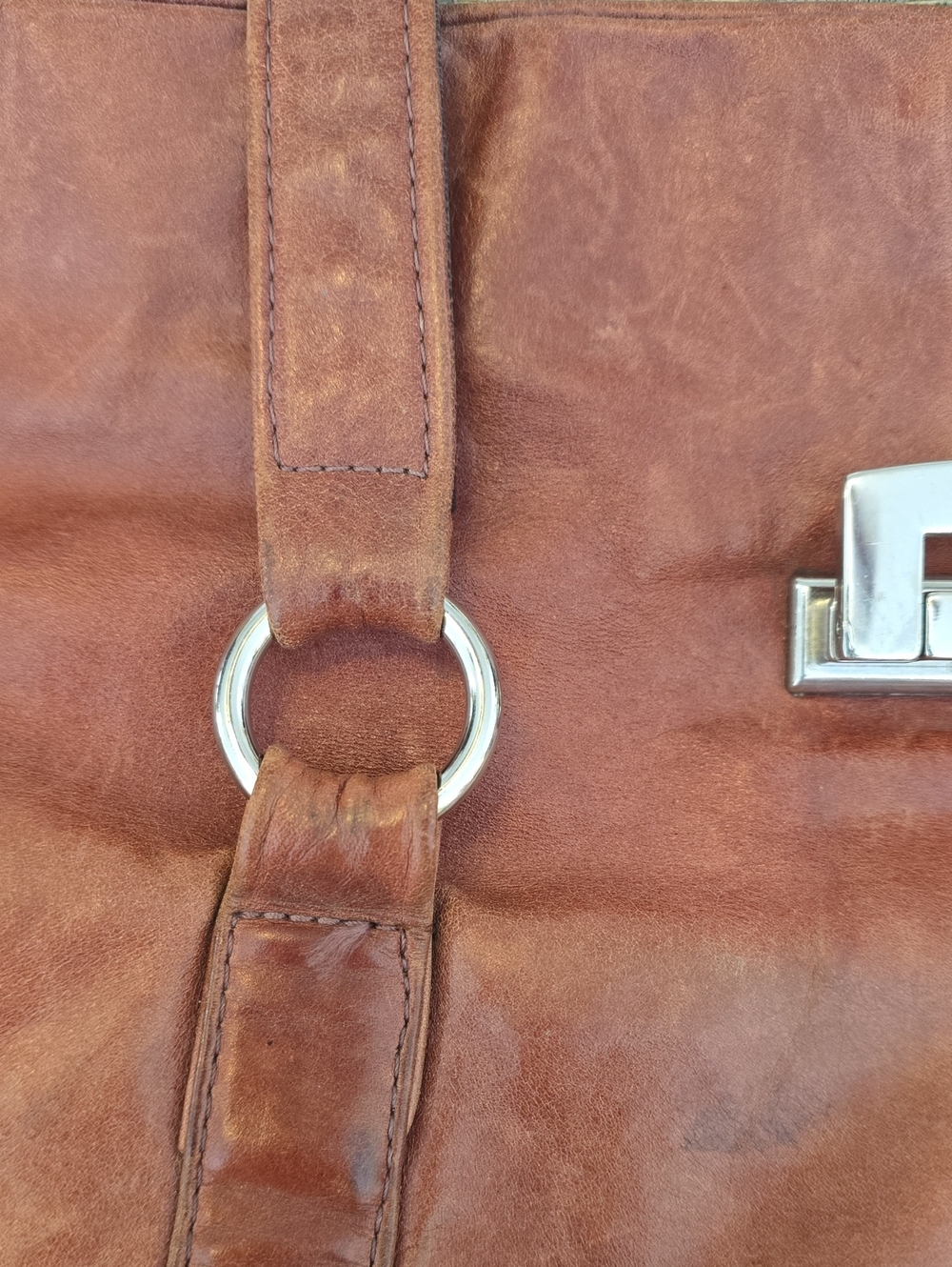 Viva Bags Of California Classic Brown Leather Tote Made In USA - Picture 12 of 13